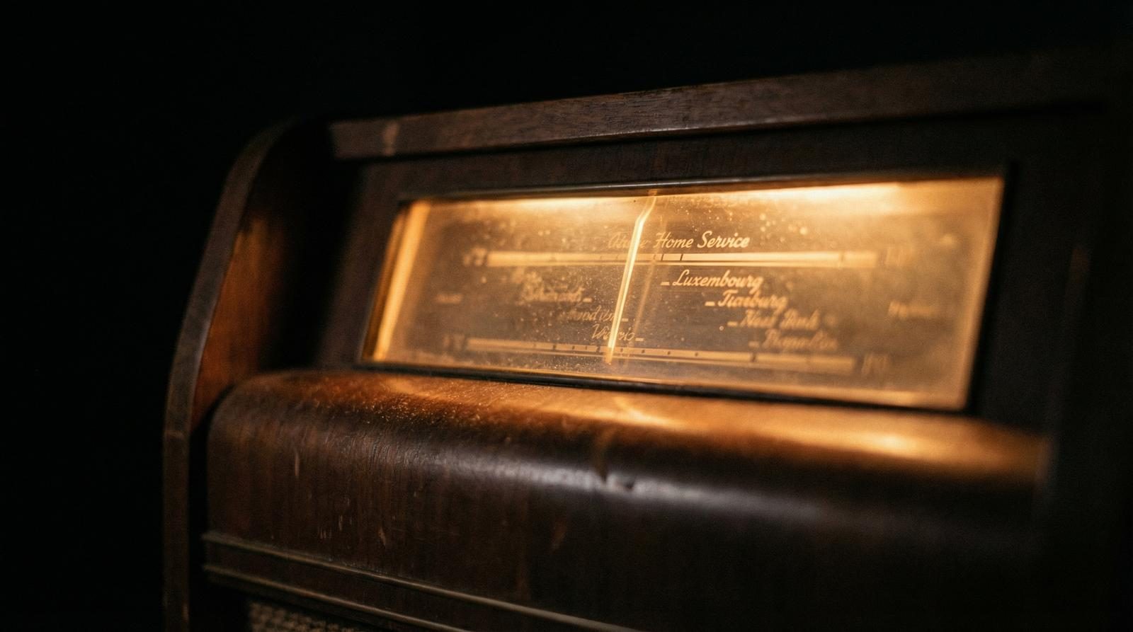 A recorder dial tuned to international frequencies — the archive of sound and memory