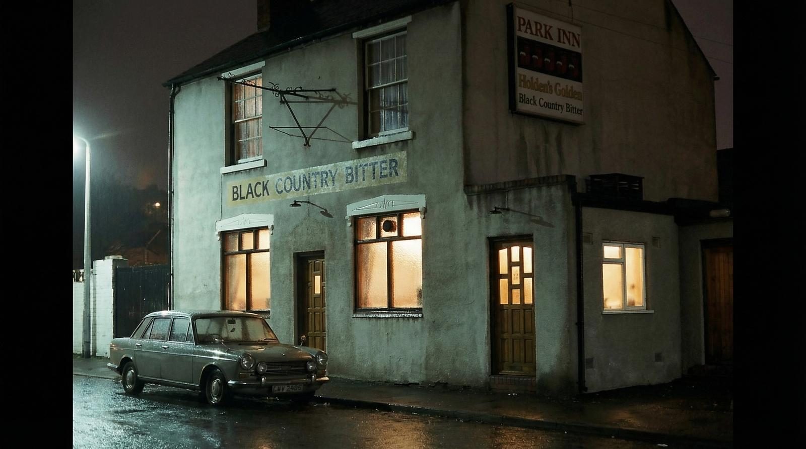 Marigold garland at a factory window — cultural presence in industrial space