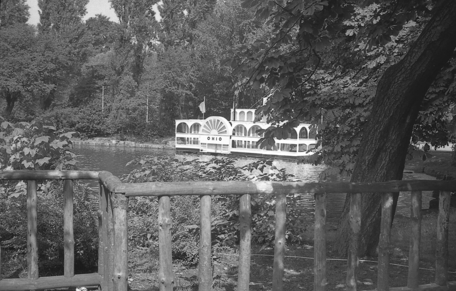 Illuminated boat at the Arboretum